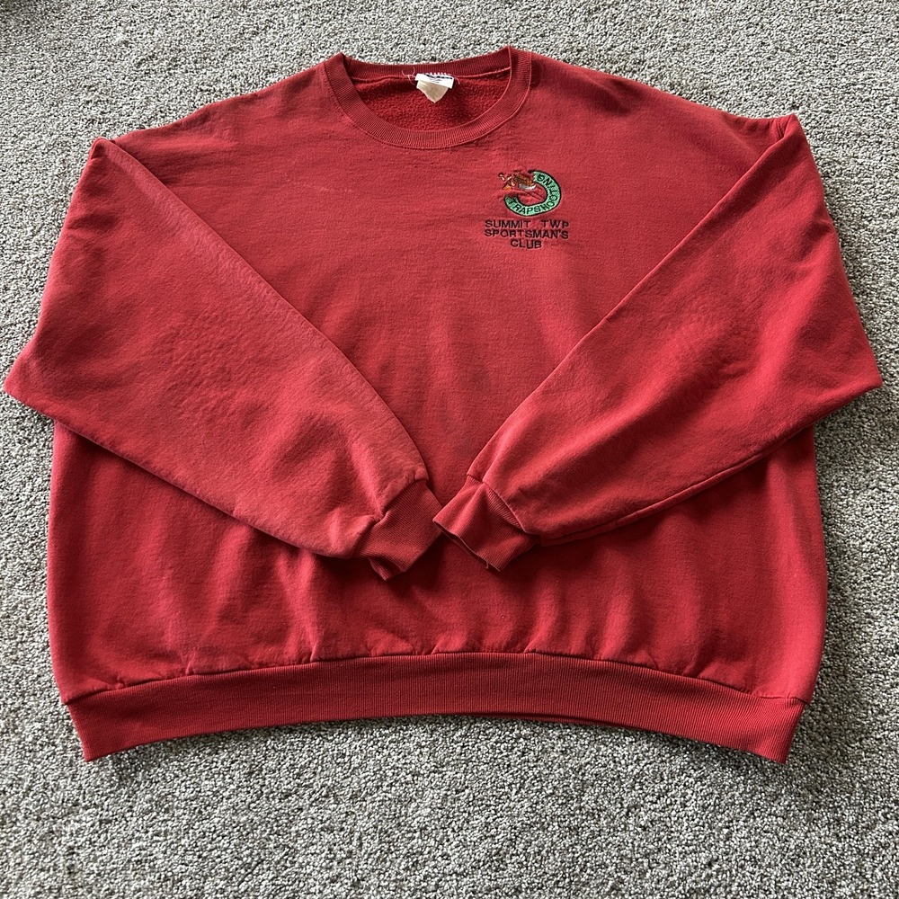 Vintage Jerzees Sweatshirt Mens 3XL Red Pullover Summit Sportsmans Club